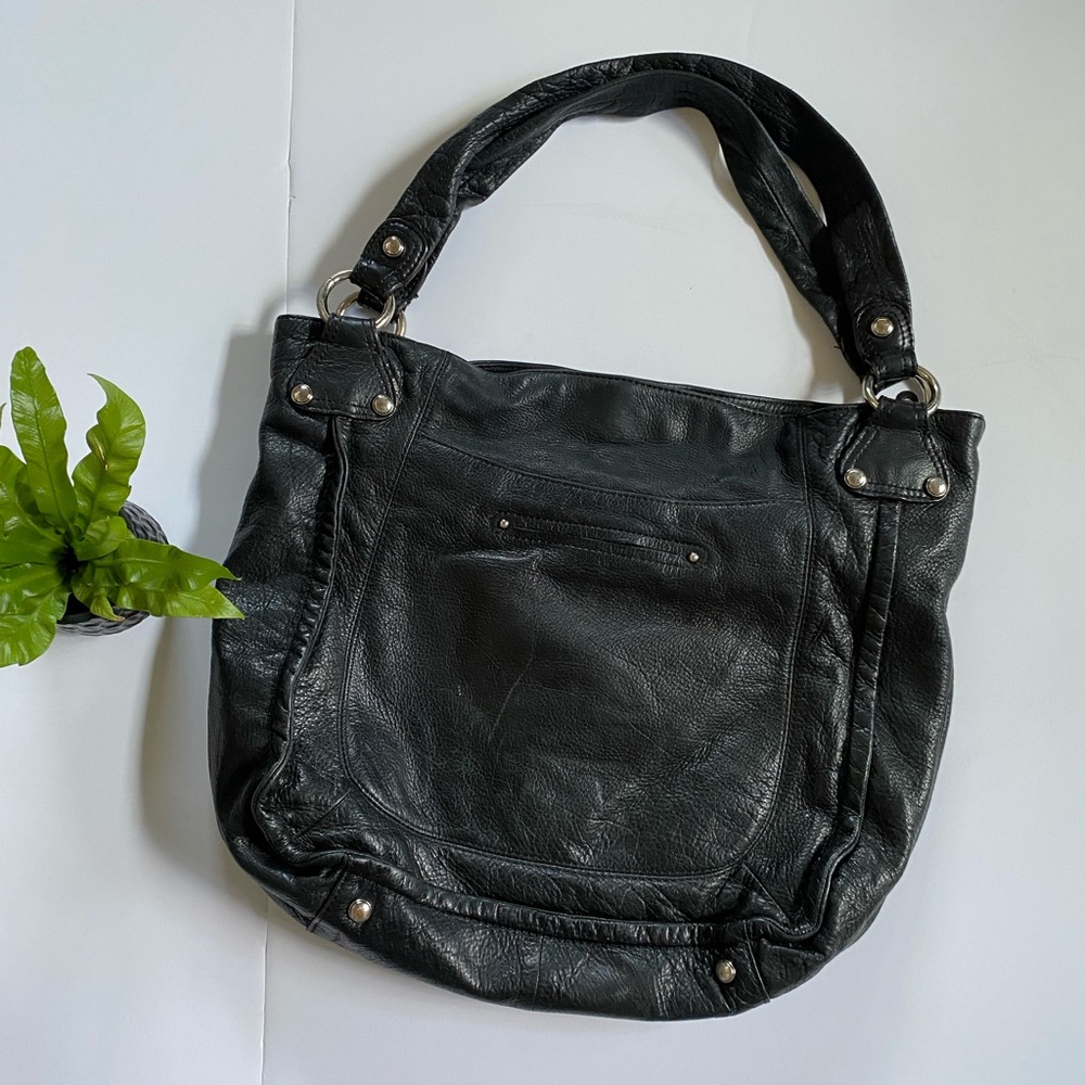 B. Makowsky Black Leather Hobo Bag - Picture 5 of 16